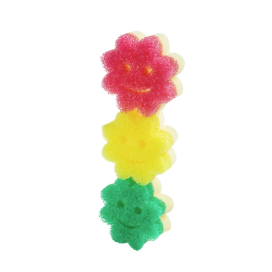 Set 3 miếng Bông Hoa Colors Scrub Mommy - 2 mặt đa năng - an toàn - chống mùi