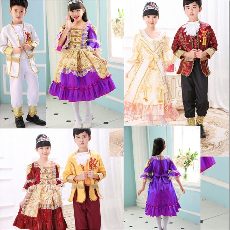 (Có sẵn) Trang phục hoàng gia châu Âu, Bộ đồ quý tộc Anh Phong cách châu Âu cho bé trai và bé gái trong phim truyền hình