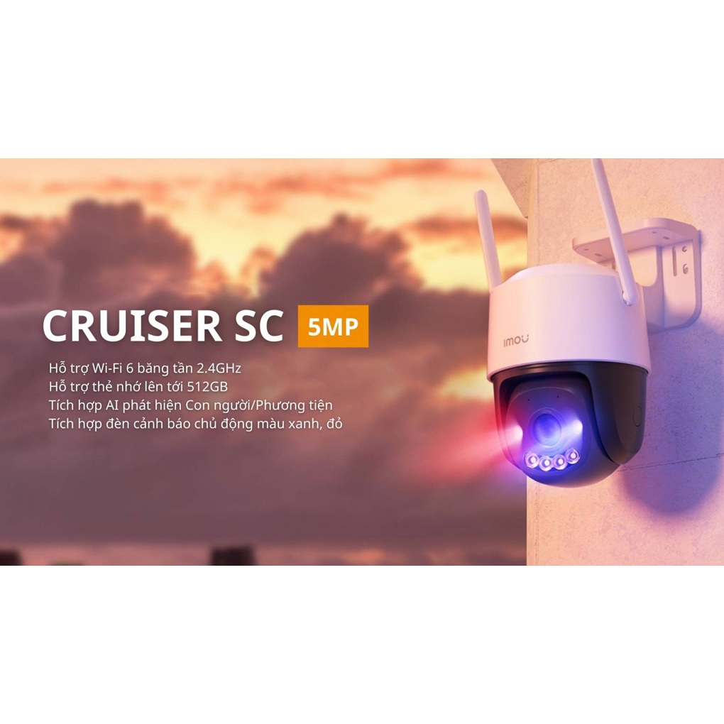 Camera Wifi iMOU Cruiser SC 3K 5MP (IPC-K7FP-5H0WE) Phát hiện dáng người, ban đêm có màu, ghi hình kèm ghi âm - hàng chính hãng