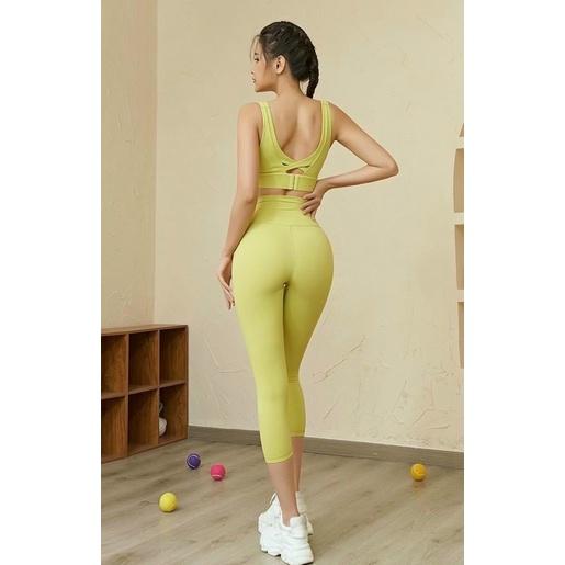 Set bộ lửng áo bra mút đúc liền có tách bán lẻ áo và quần tập gym, yoga nữ