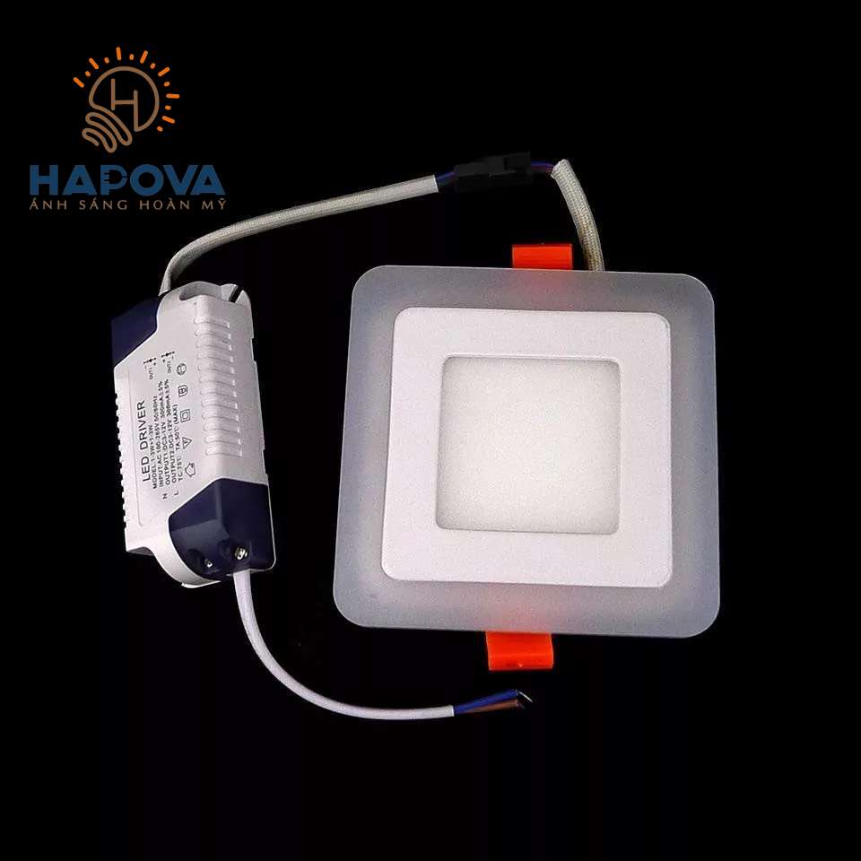 Đèn Led ốp trần 24w ( 18w +6w) vuông nổi 2 màu 3 chế độ sáng trắng HAPOVA VÂTS 2086