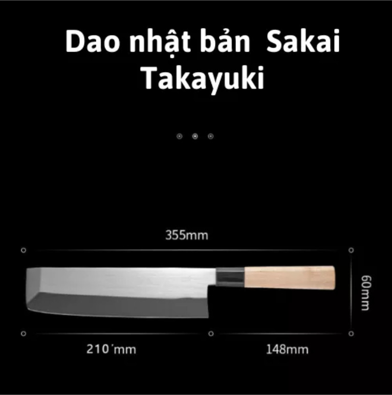Dao nhật bản cao cấp lưỡi của Sakai Takayuki nhập khẩu từ Nhật Bản làm bằng thép không gỉ 5Cr15Mov dày đến 2.5mm