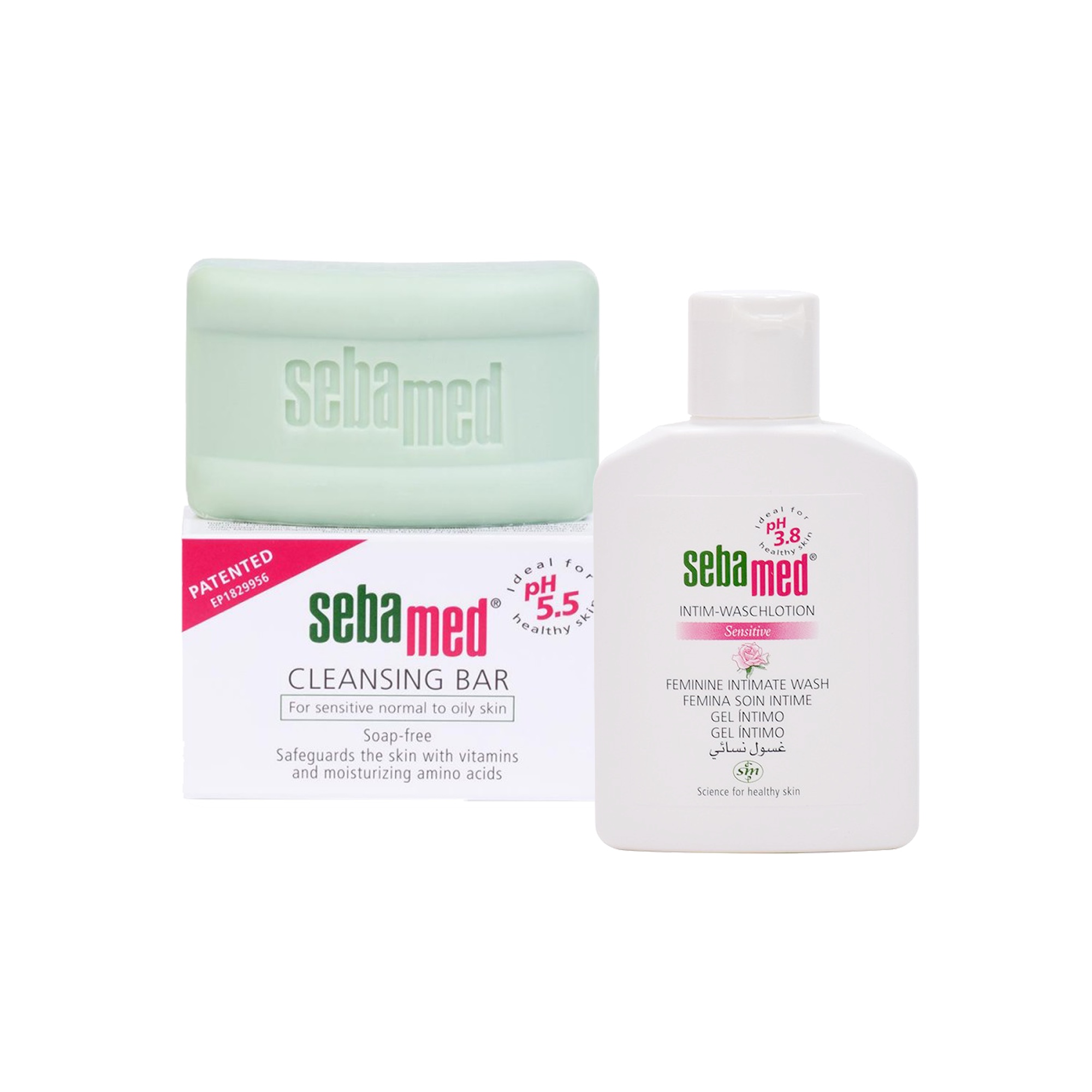 Combo Thanh Kháng Khuẩn Sebamed pH5.5 + Dung Dịch Vệ Sinh Phụ Nữ Sebamed pH3.8