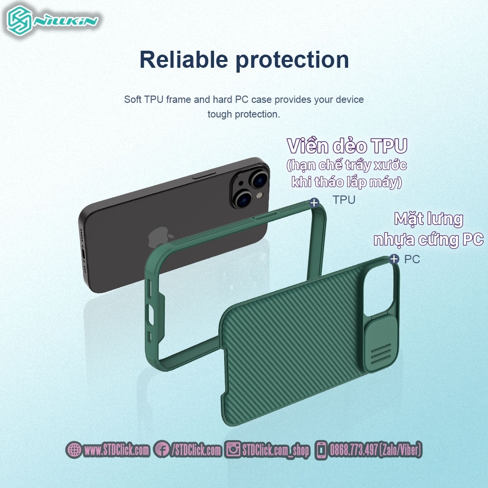 ỐP LƯNG DÀNH CHO ĐIỆN THOẠI IPHONE 14 - 14 PLUS NILLKIN CAMSHIELD PRO NILLKIN