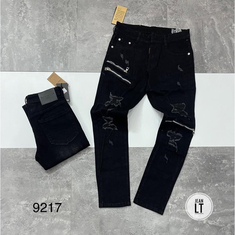 Quần Bò Đen Rách Mix Khoá - Quần Jean DSQ Nam