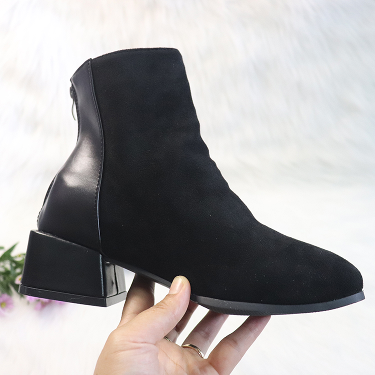 Boot cổ ngắn đế thấp da lộn phối da ĐƠN GIẢN GBN114