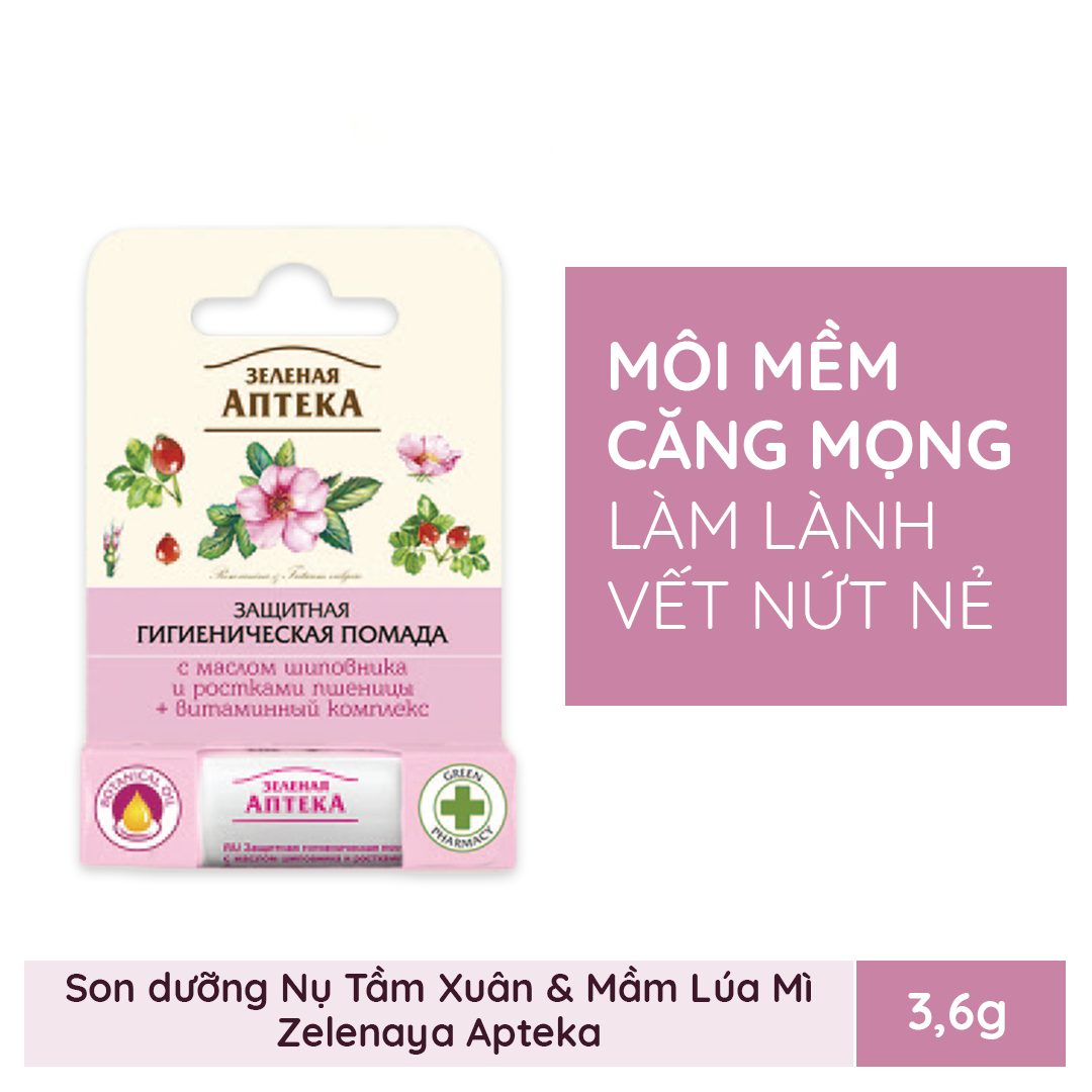 Son dưỡng môi Zelenaya Apteka tinh dầu Tầm xuân &amp; Mầm lúa mì 3,6g