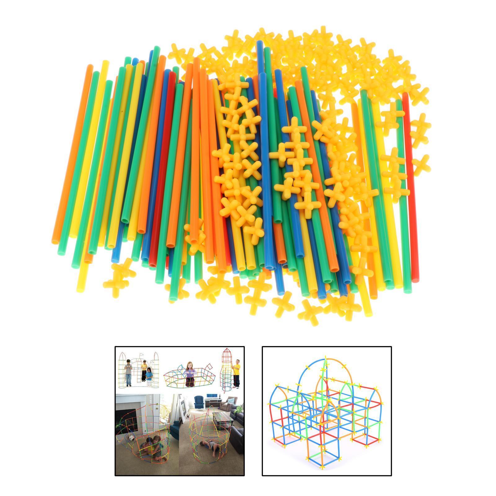 Straw Constructor Kit Fort Toy Block Joint Kids Gift for Boys Girls 200pcs