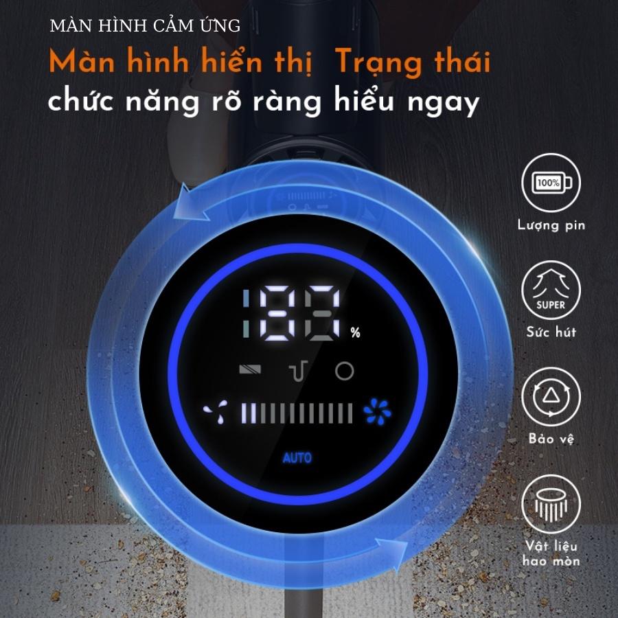 Máy hút bụi cầm tay không dây CÓ MÀN HÌNH cảm ứng được cao cấp lực hút mạnh robot VIKIT S4