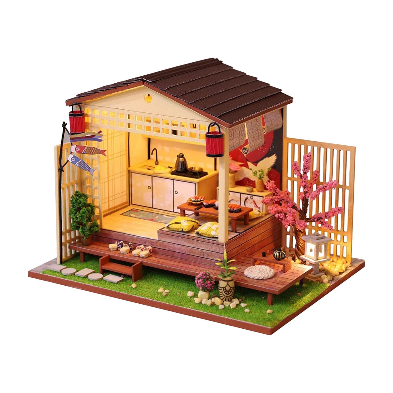 Creative Wooden Dollhouse DIY 3D Puzzle with Light & Furniture,Handcraft Cottage Accessory Valentine'S Gift