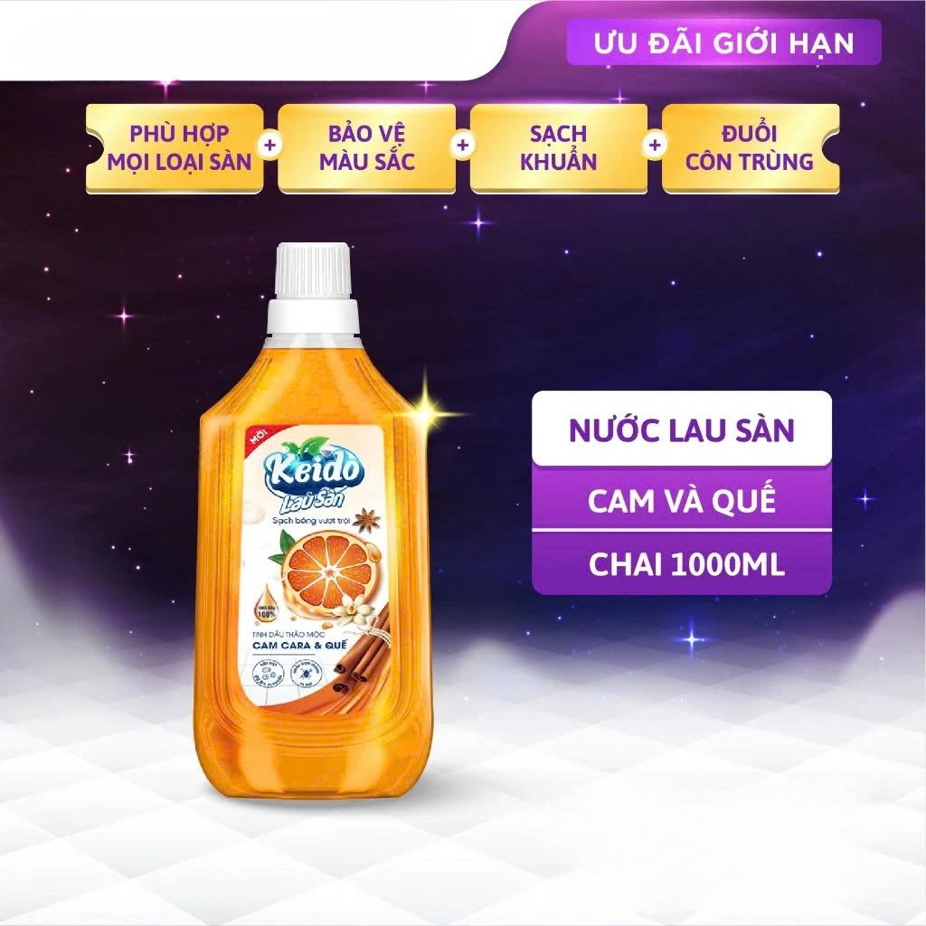 Nước Lau Sàn Gốc Thực Vật TD CAM QUẾ Đuổi Muỗi và Côn Trùng (Thuộc nhóm Sản phẩm Lành tính) Can 1 lít