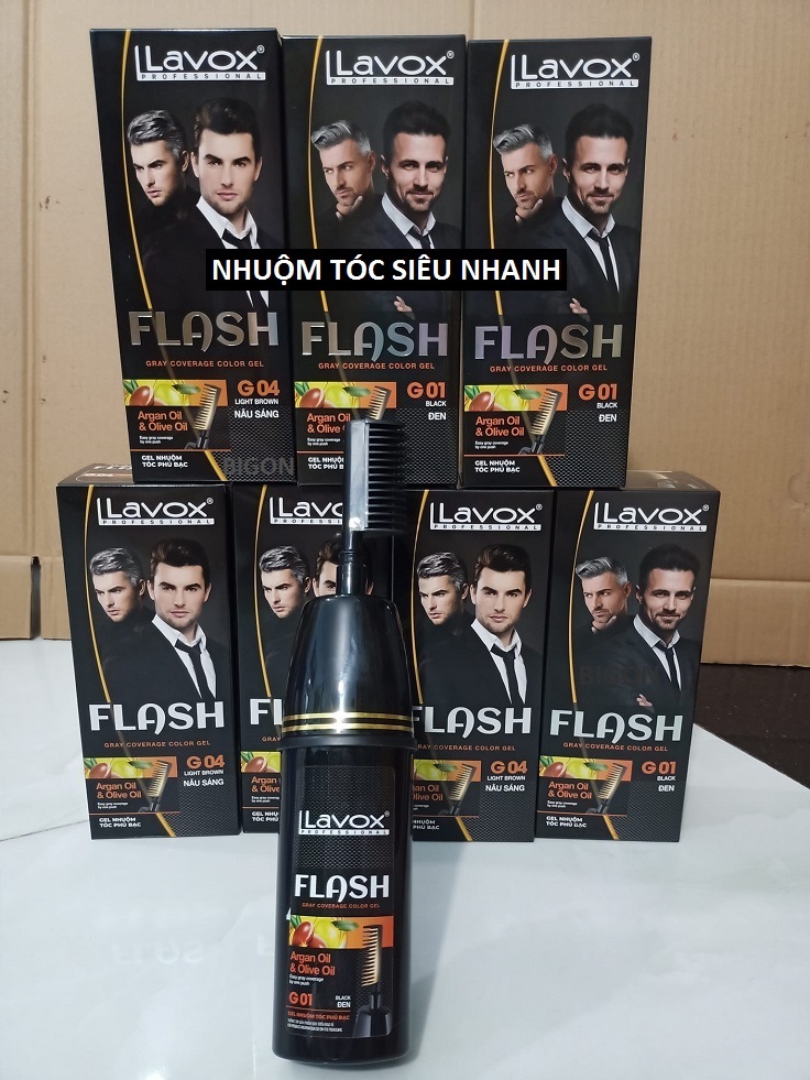 Gel Lược Nhuộm Phủ Bạc LAVOX - Dầu Gội Phủ Bạc Thảo Dược Thiên Nhiên LAVOX FLASH GRAY COVERAGE COLOR GEL G02 DARK BROWN
