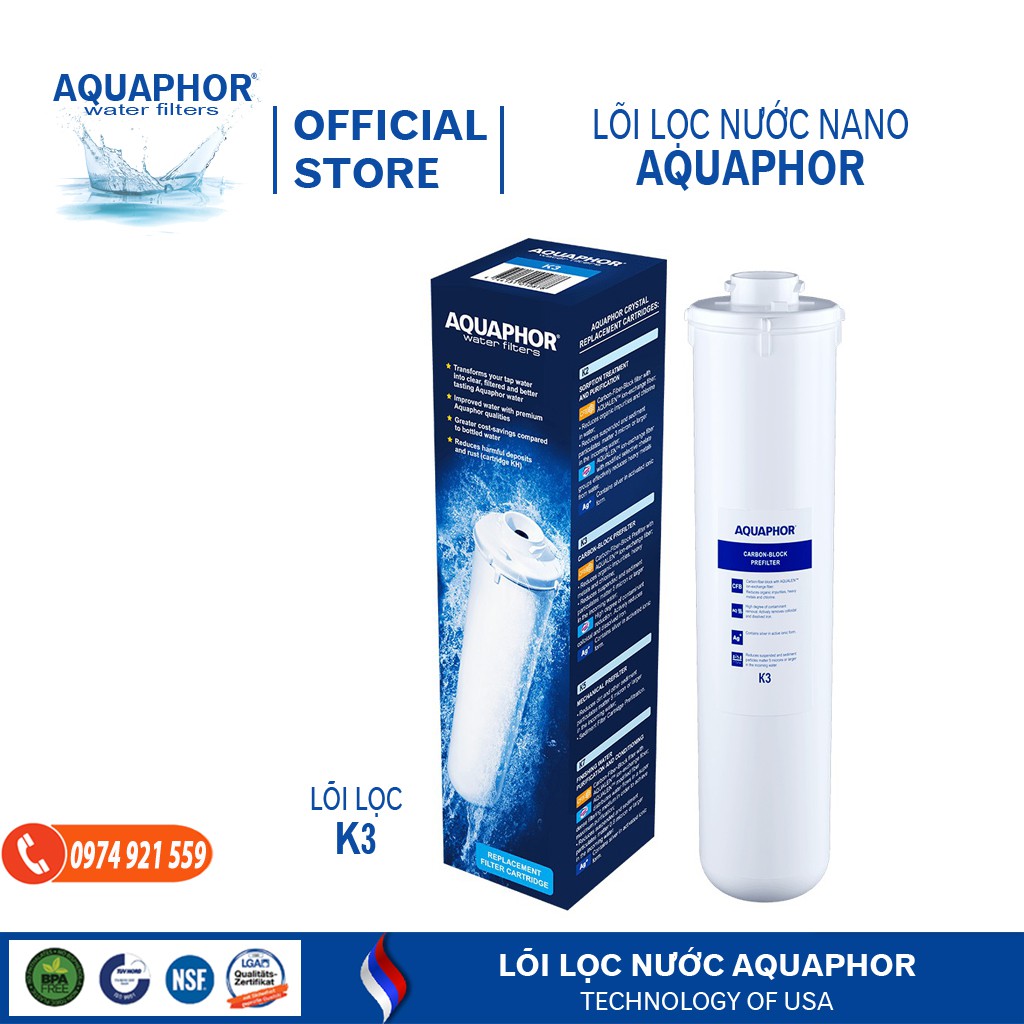 Lõi lọc nước số 1 lõi K3 máy bình lọc nước Aquaphor máy bình lọc nước Nano của Mỹ