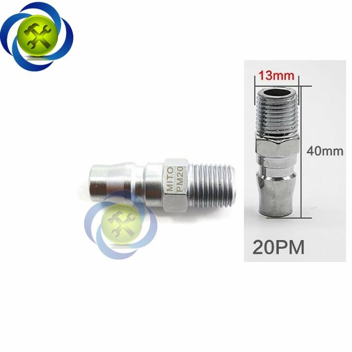 Đầu nối hơi ren ngoài 13mm Mito PM20 loại 1/4 PT