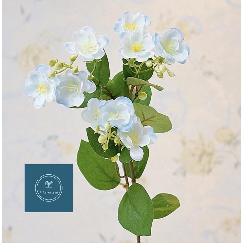 Hoa lụa - Cành hoa nhài nhân tạo cao cấp 60cm gồm nhiều nhánh hoa xinh xắn trong trẻo, hoa decor hoa cô dâu