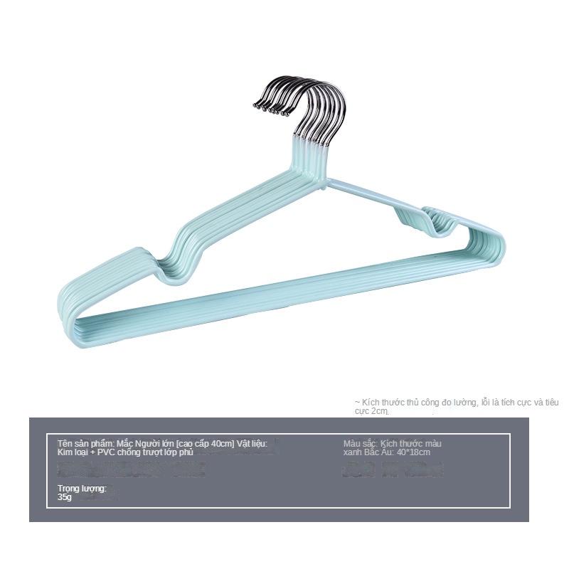 Set 10 Móc treo quần áo inox dày cao cấp bọc nhựa chống bay và hằn quần áo