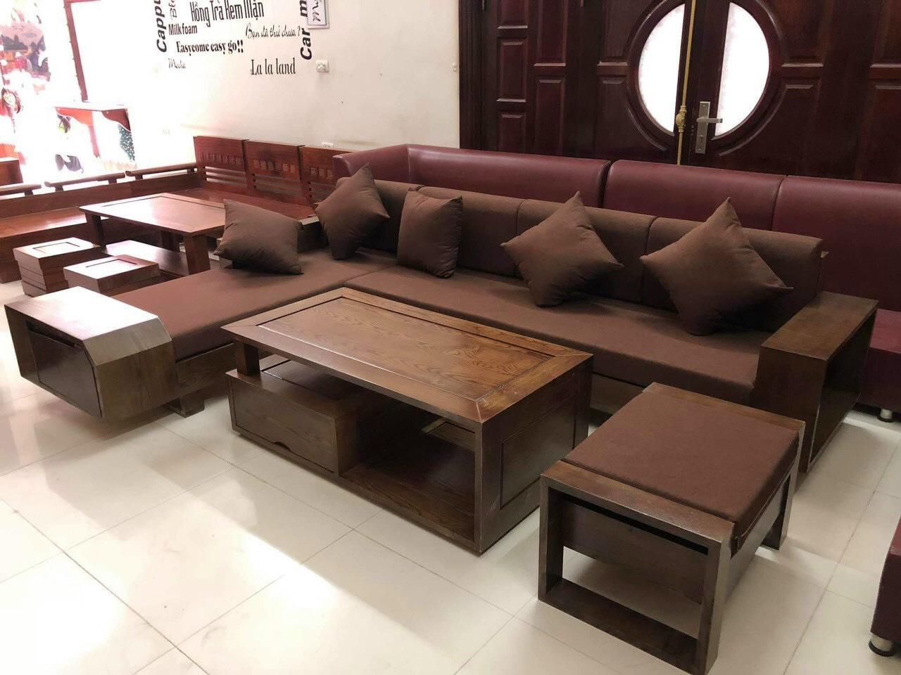 sofa gỗ sồi xám