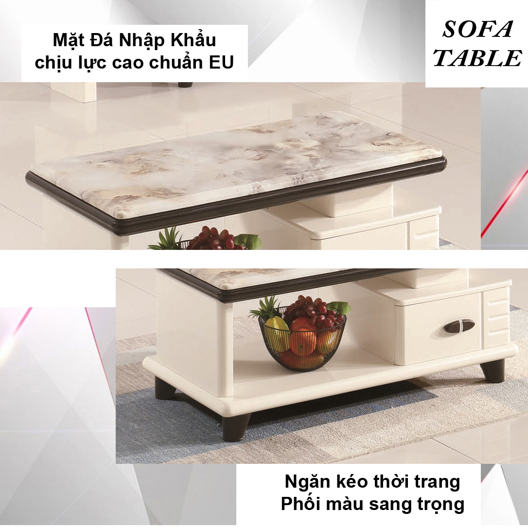 Bàn Sofa Mặt Đá Size 1.0m / 1 Ngăn Kéo / Dòng Cao Cấp - Hàng Nhập Khẩu AZP-T238