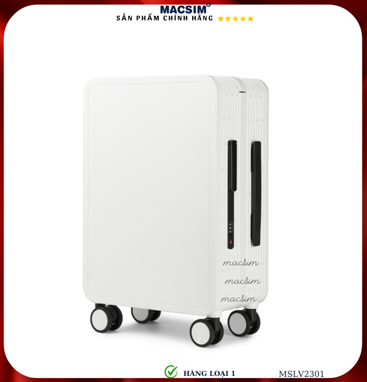 Vali cao cấp Macsim SMLV2301 cỡ 20 inch màu trắng- Hàng loại 1