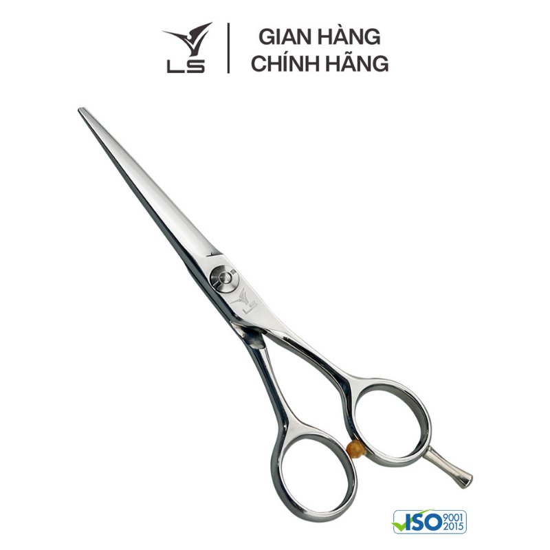 Kéo cắt tóc LS lưỡi thẳng quai offset cân đối xứng đỡ ngón cố định CB15/5.5