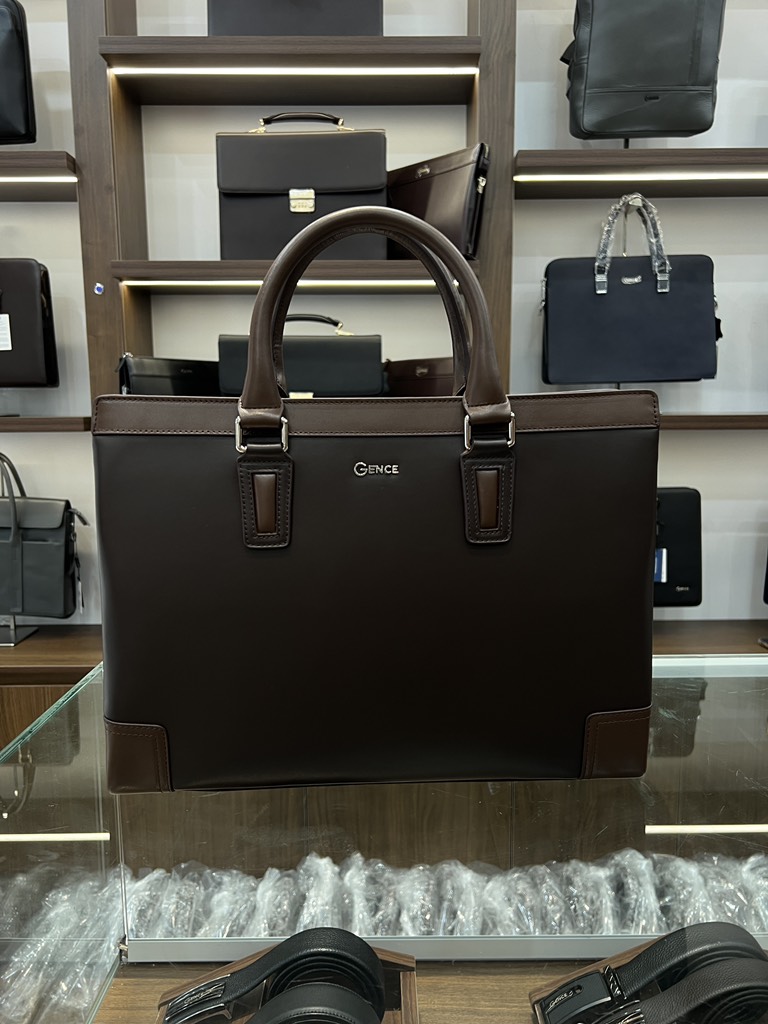 Túi Xách Da Nam Công Sở Chính Hãng GENCE GCE29 Da Bò Cao Cấp Màu Nâu