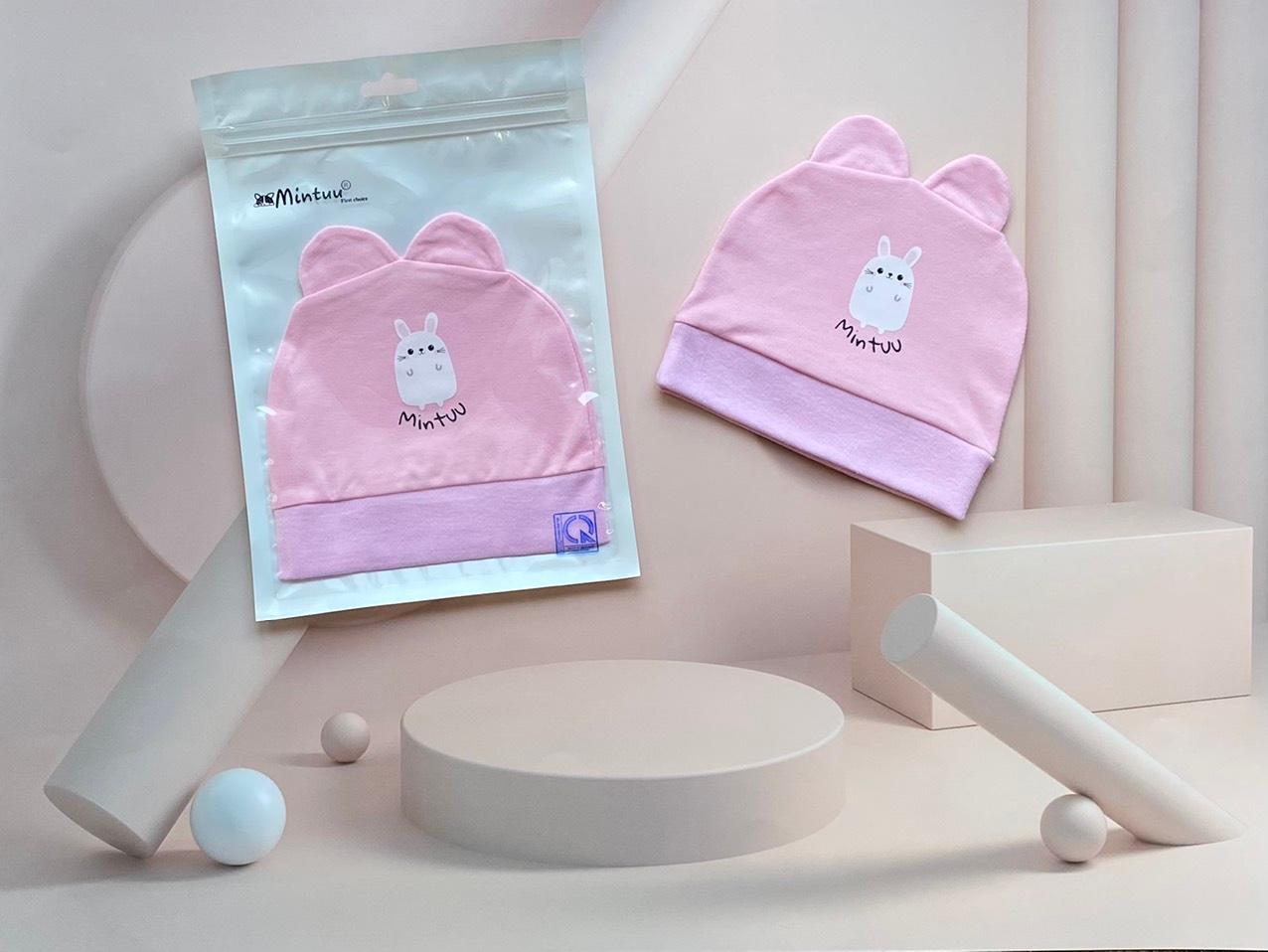 Set 2 Nón sơ sinh tai thỏ thương hiệu MINTUU FIRST CHOICE, chất liệu vải 100% cotton 4 chiều - Màu Bé Trai