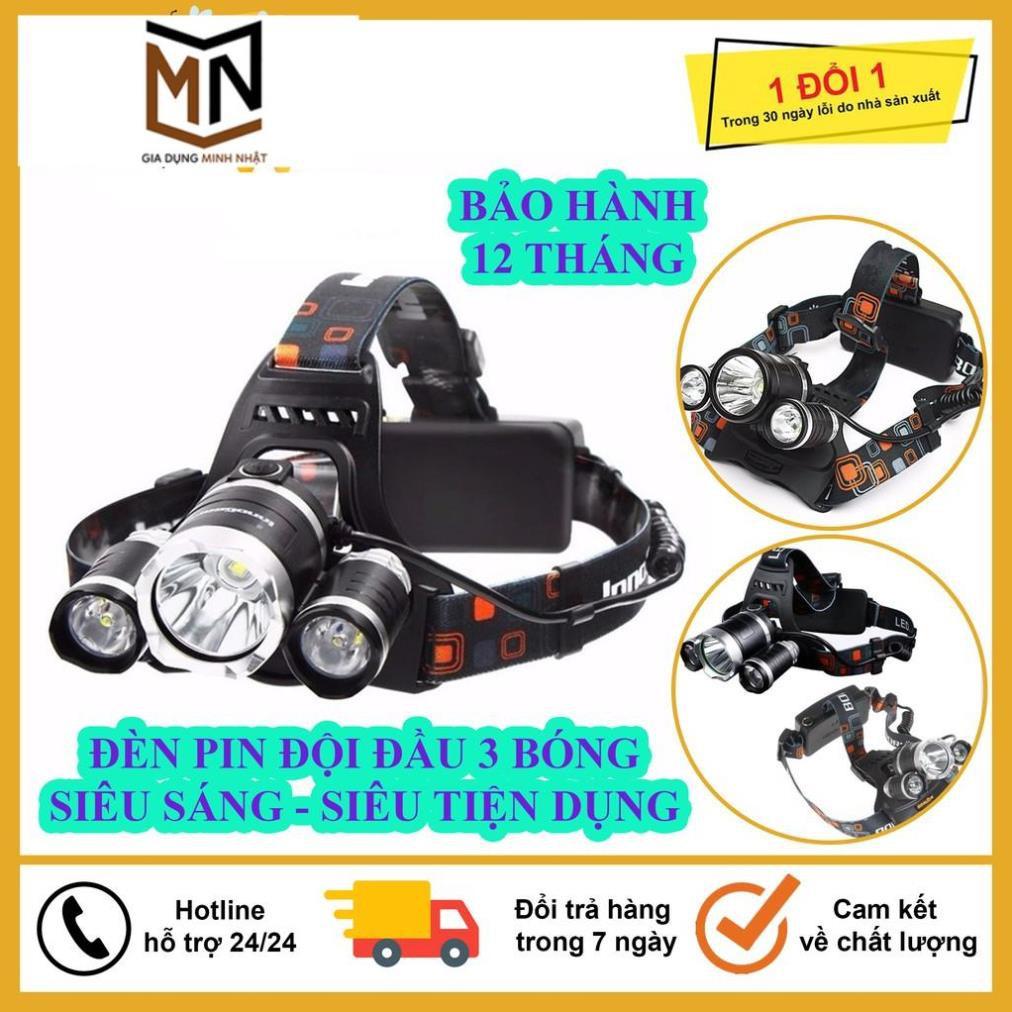 Đèn Pin Đội Đầu 3 Bóng Led Siêu Sáng HIGH POWER HEADLAMP T6, Sạc Pin Siêu Tiện Dụng, Bảo Hành 12 Tháng