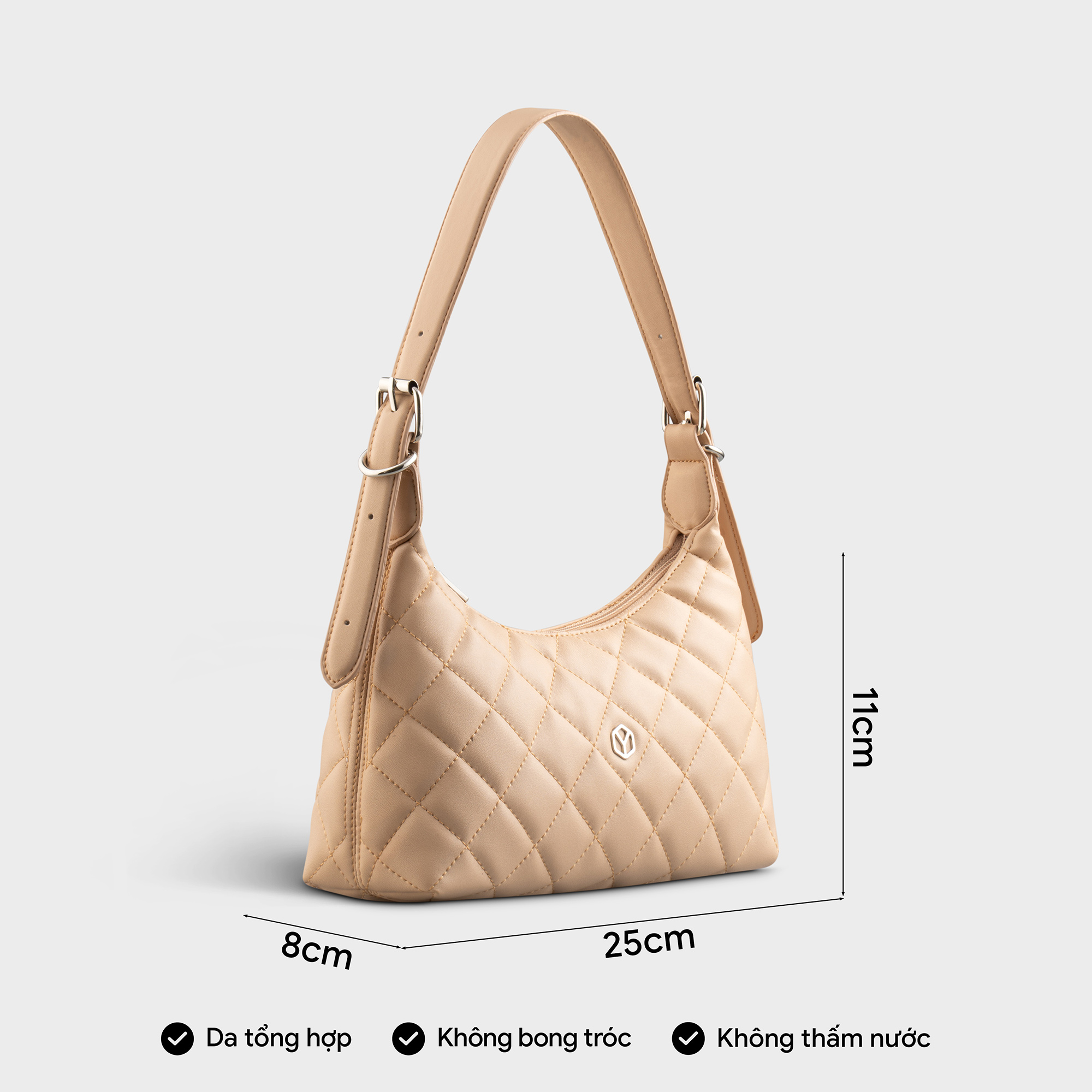Túi Yuumy ( Thời trang nữ họa tiết dập chỉ chéo size 25 - Túi đeo vai da Seasand YN220 )