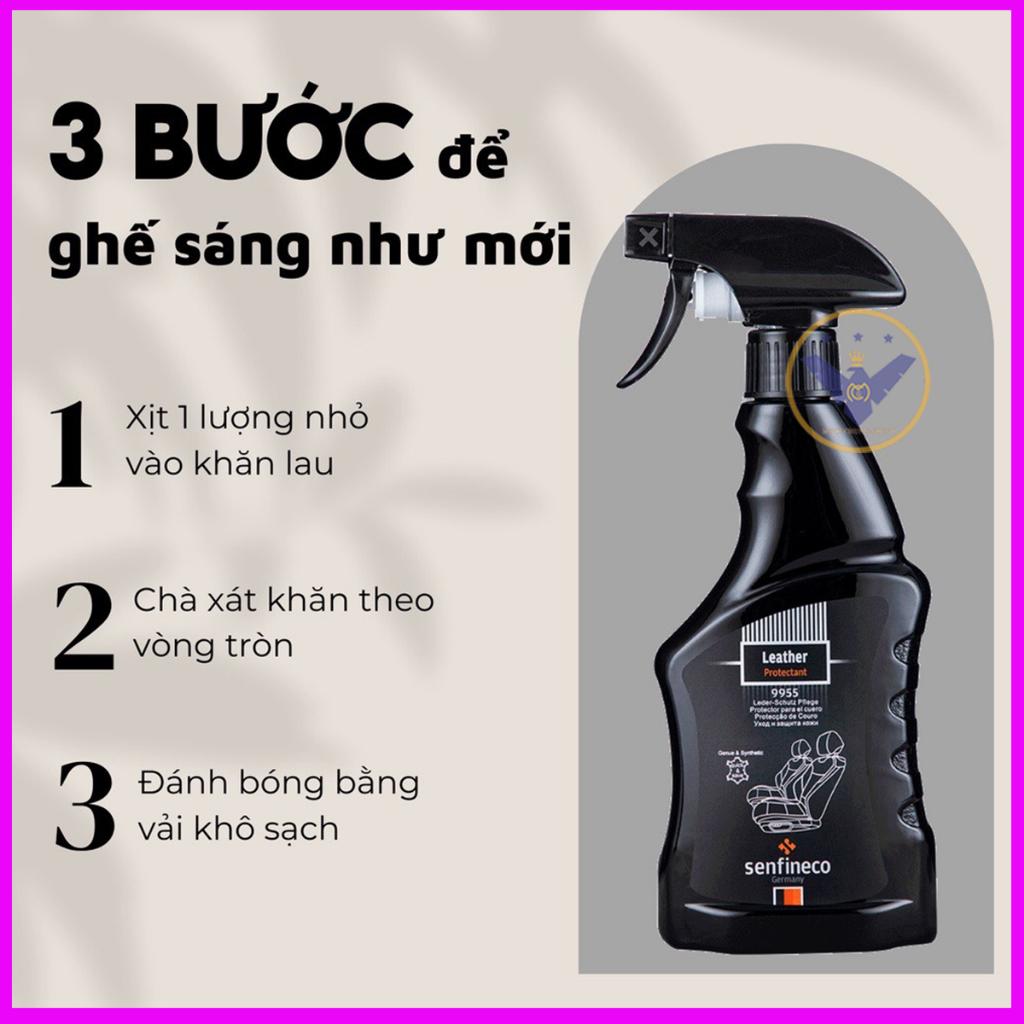 Dung dịch vệ sinh nội thất làm mềm ghế da ô tô Senfineco 9955 Leather Protectant - Made in Germany - 380ml