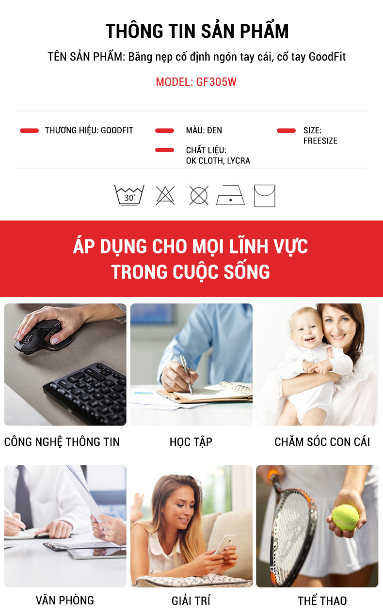 Băng nẹp cố định ngón tay cái, cổ tay GoodFit GF305W (trái/phải)