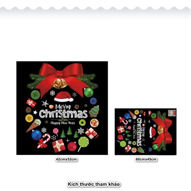 Decal trang trí Noel Hít Tĩnh Điện 2 mặt - VÒNG NƠ ĐỎ PHỤ KIỆN GIÁNG SINH