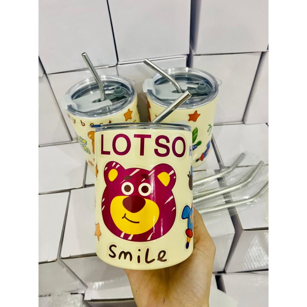 Ly Giữ Nhiệt Hoạt Hình Gấu Dâu Lotso, Ba Mắt Toy Story, Gấu Pooh Dung Tích 360Ml Thiết Kế Đẹp Mắt Dễ Thương Inox 304 Khô