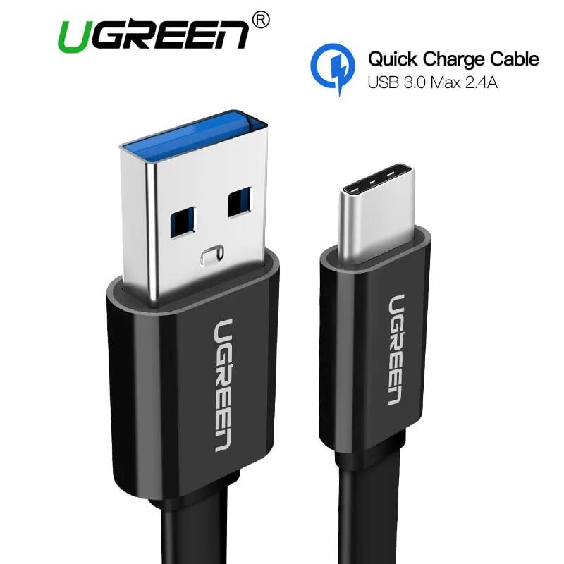 Ugreen UG30628US172TK 1M màu Đen Cáp USB TypeC sang USB 3.0 cáp tròn - HÀNG CHÍNH HÃNG