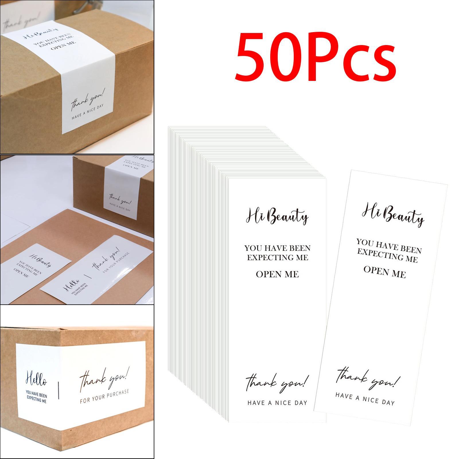 Box Seal Sticker, 50pcs, Rectangle Package Labels, Decorative Baking Sealing Decals for Small Business Gift Packaging Customer Mailer Box Retail Bag