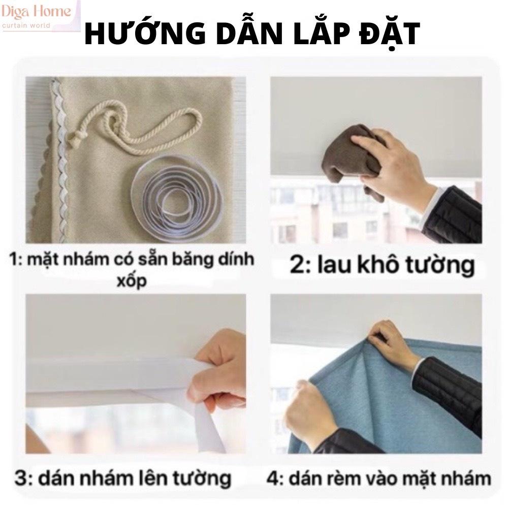 Rèm Dán Cửa Phòng Ngủ-Trang Trí,Decor-Không Cần Khoan Vô Cùng Tiện Lợi, Chất Liệu Vải Cản Sáng Tốt-Nhiều Màu,Kích Thước