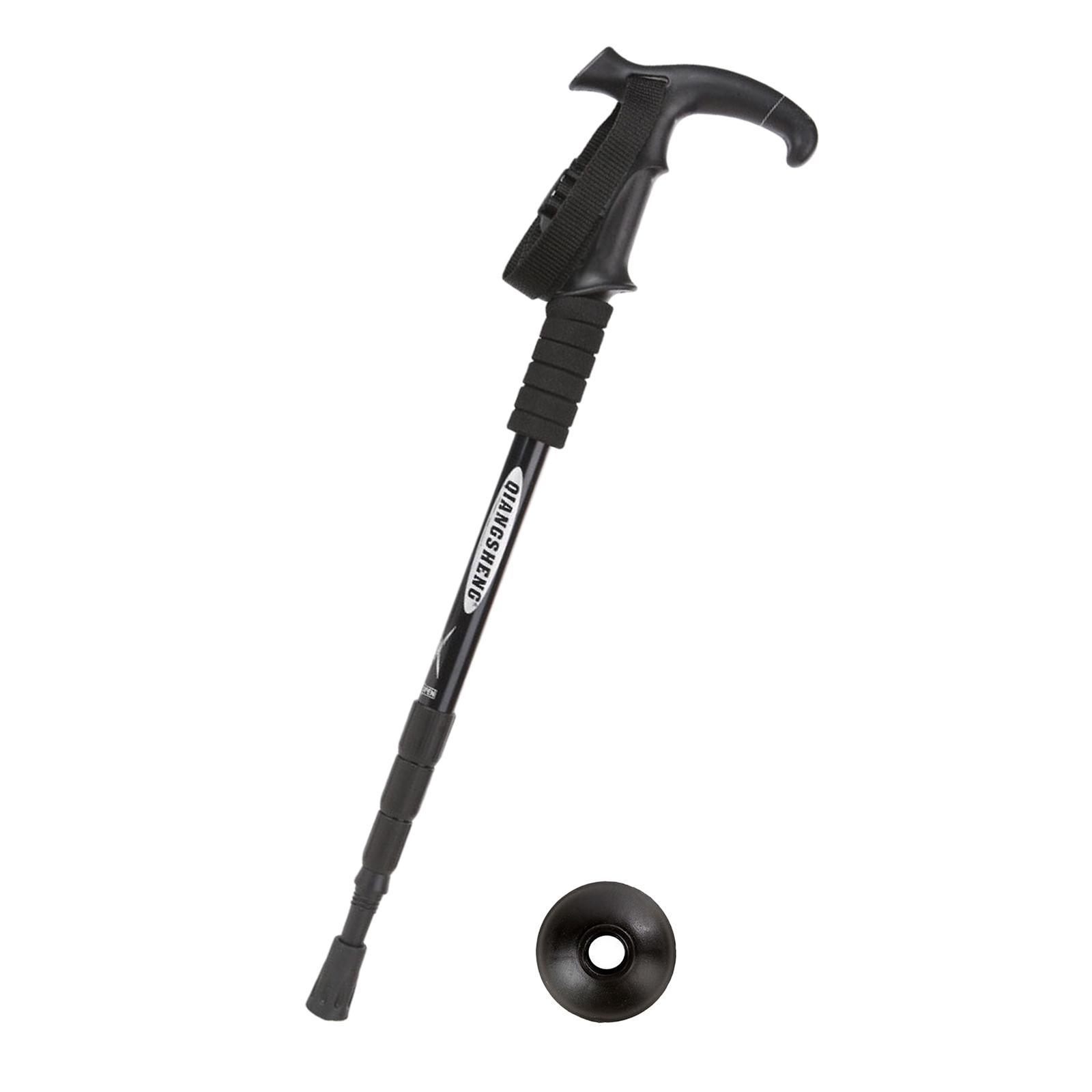 Aluminum Telescopic Elderly Walking Cane Anti Rust Anti Slip Rubber Handle Black