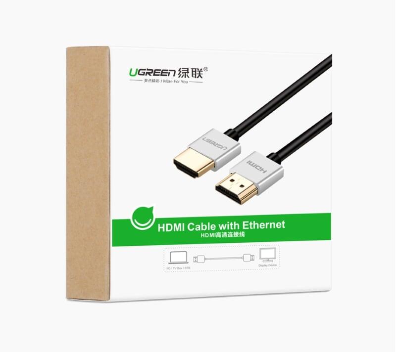 Ugreen UG30476HD117TK 1M màu Bạc Cáp tín hiệu HDMI chuẩn 2.0 sợi siêu nhỏ cao cấp - HÀNG CHÍNH HÃNG