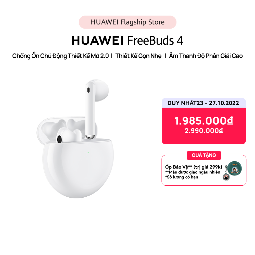 Tai Nghe Bluetooth HUAWEI FreeBuds 4 | Chống Ồn Chủ Động Thiết Kế Mở 2.0 | Thiết Kế Gọn Nhẹ | Âm Thanh Độ Phân Giải Cao | Hàng Chính Hãng