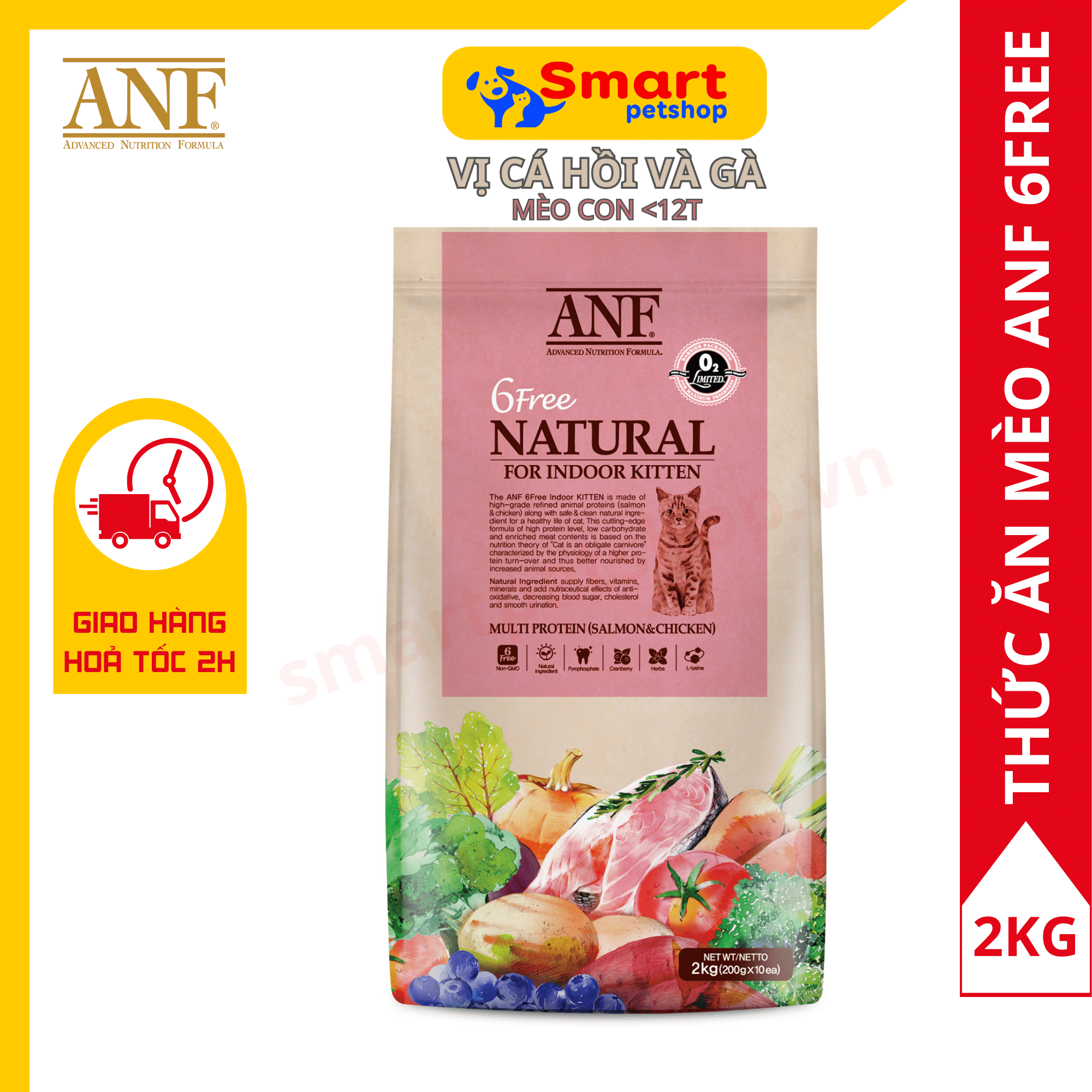 THỨC ĂN HẠT CHO MÈO CON ANF INDOOR KITTEN 2KG