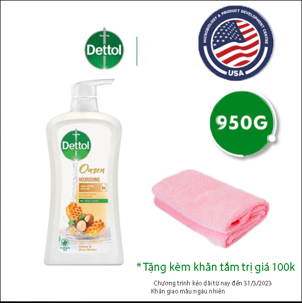 Sữa tắm Dettol Onzen mật ong kháng khuẩn và dưỡng thể - Chai 950g