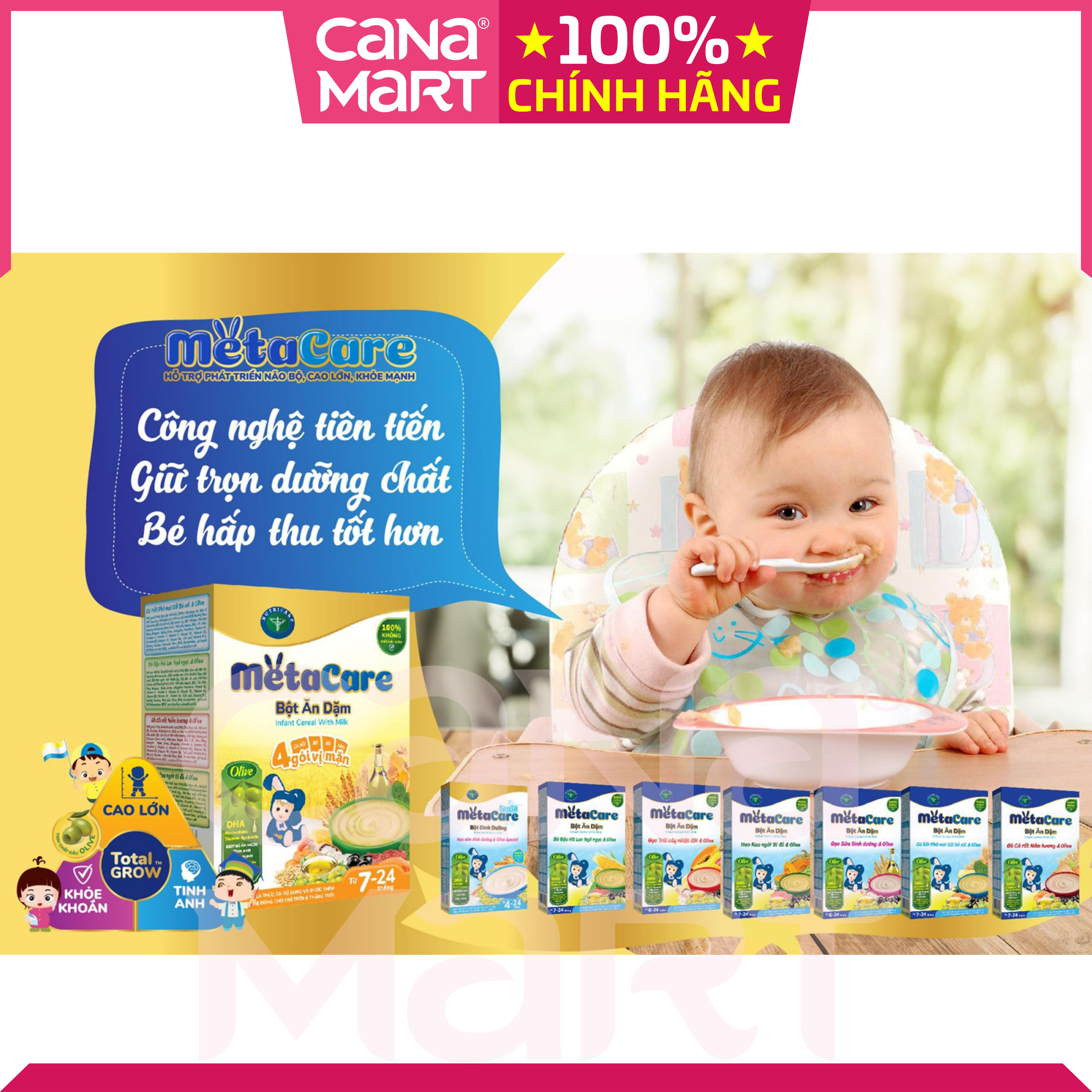 Bột ăn dặm tốt cho bé Nutricare Metacare Yến mạch chuối & olive
