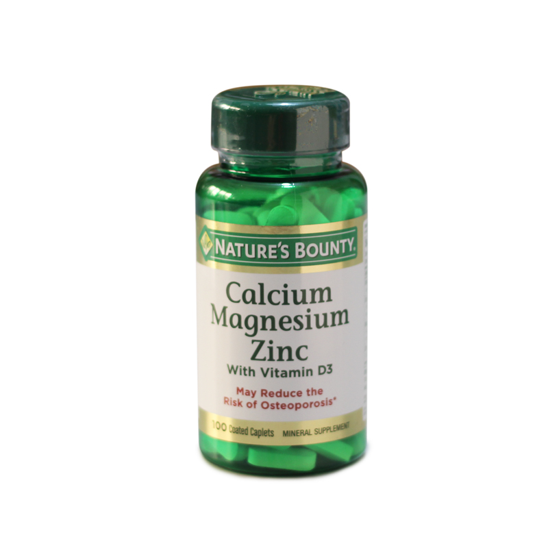 Combo 2 chai Thực Phẩm Chức Năng Viên Uống Bổ Sung  Magie, Kẽm Nature’s Bounty Calcium Magnesium Zinc (100 Viên)