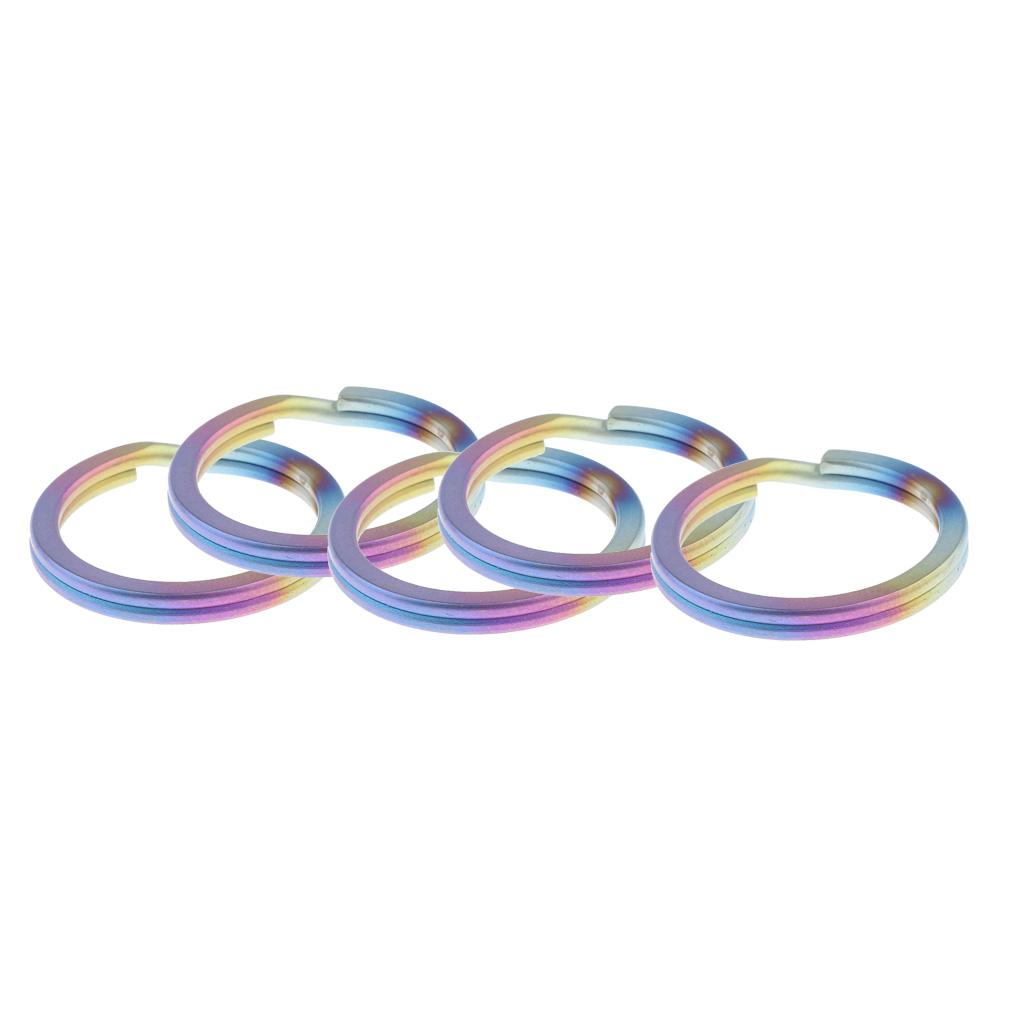 5pcs Titanium Keychain Split Ring Keyring Holder Hanging Loop