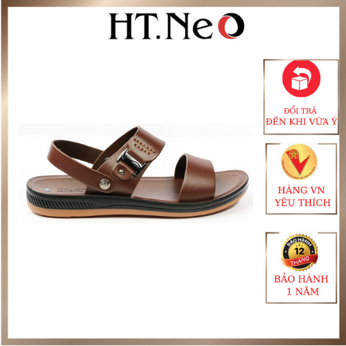 Sandal nam HT.NEO 100% da bò mềm mại, đế cao su nguyên khối, khâu may chân quai siêu chắc chắn SD94 cao cấp