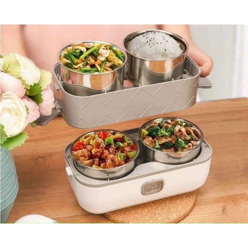 Cặp lồng ủ cơm 4 ngăn inox cao cấp cắm điện - cặp lồng giữ nhiệt ủ cơm mang đi làm đi học văn phòng cao cấp