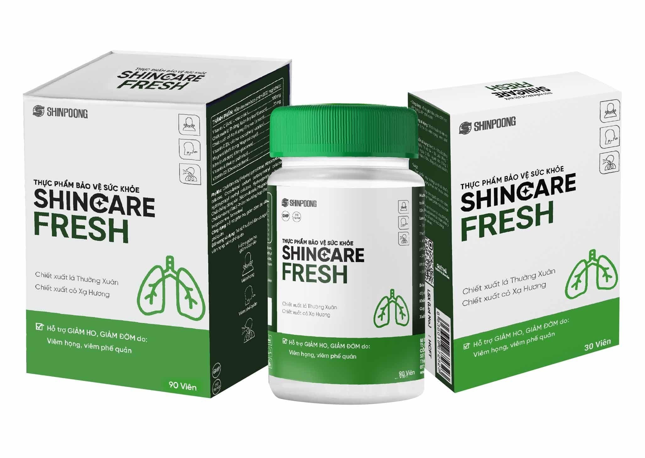Viên uống SHINCARE FRESH - Hỗ trợ giảm ho, giảm đờm do viêm họng, viêm phế quản - Hộp 90 viên