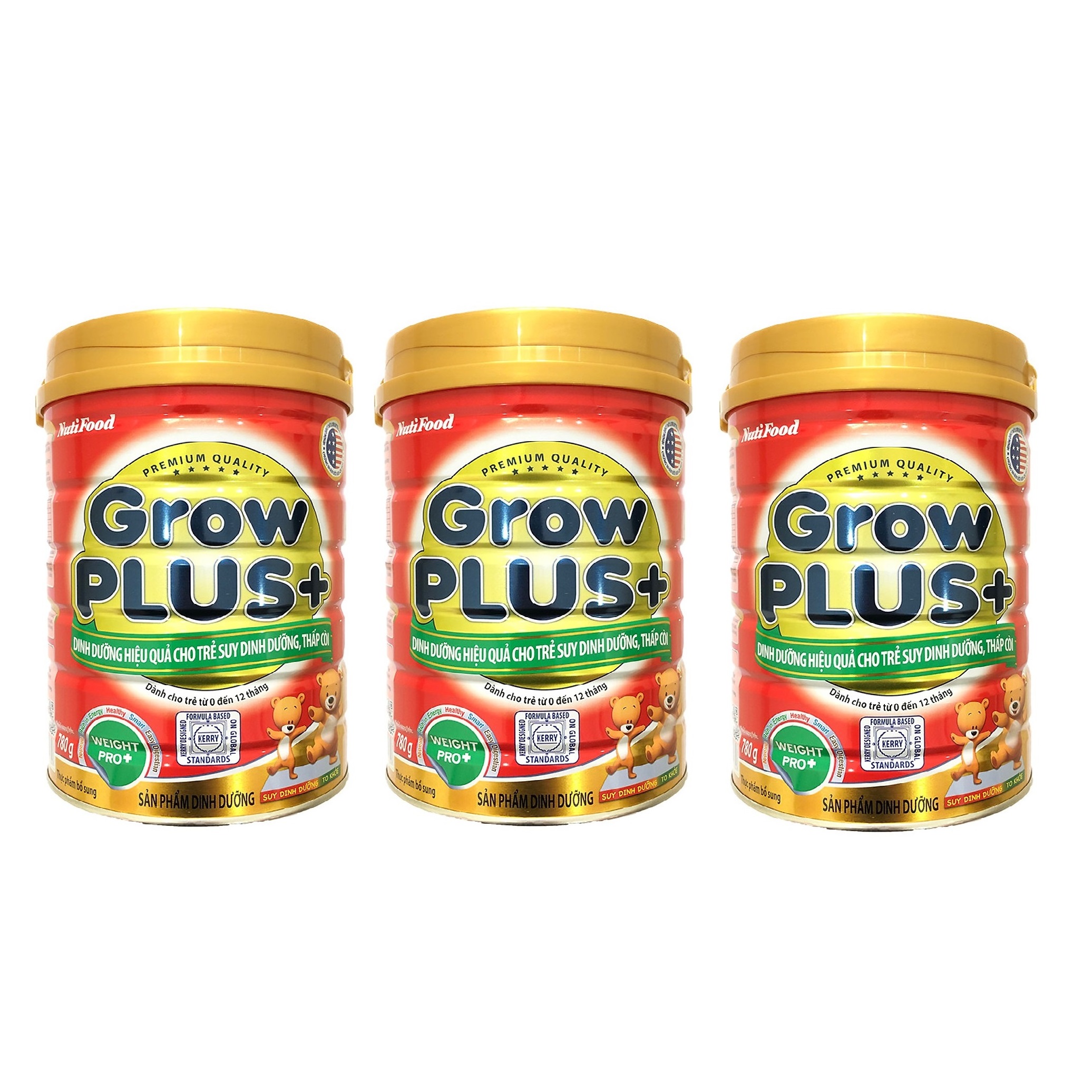 Bộ 3 Lon Sữa Bột GrowPLUS+ Đỏ Lon 780g Suy Dinh Dưỡng Cho Trẻ Dưới 1 Tuổi - Hàng Chính Hãng - Grow Plus SDD