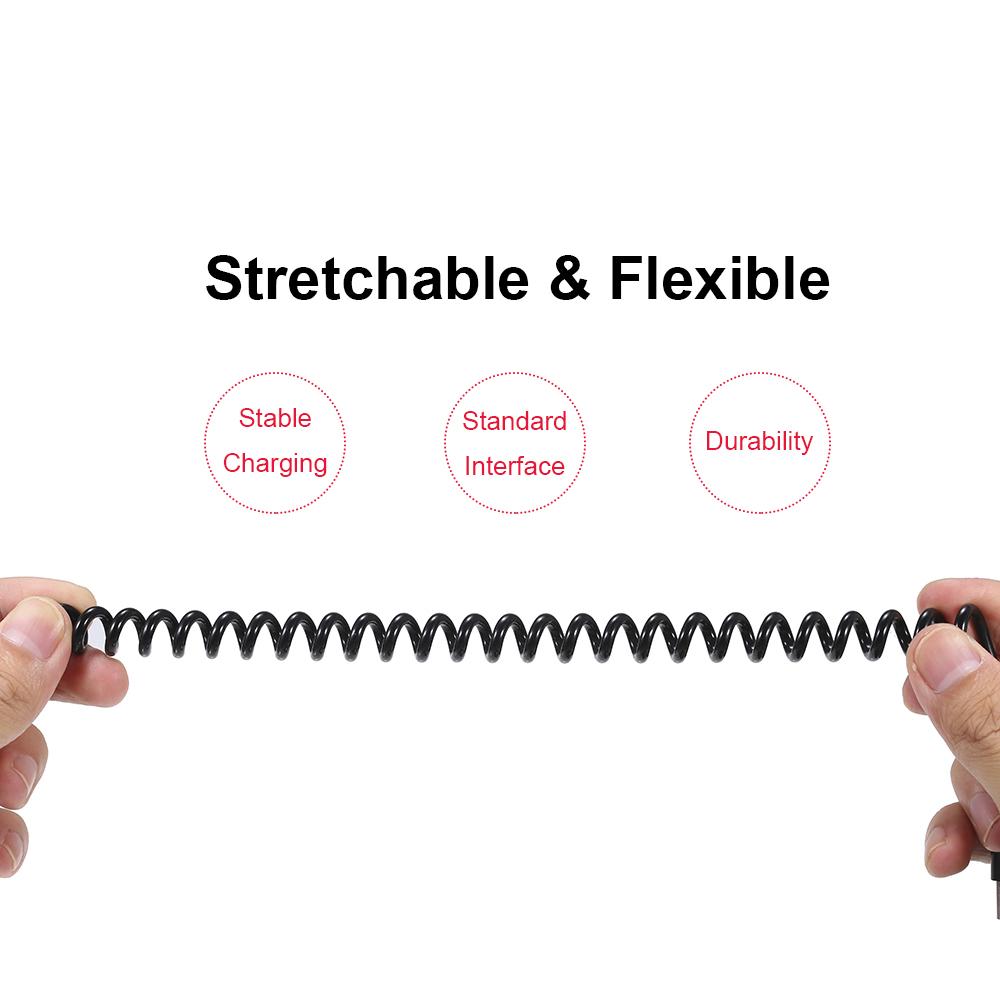 USB Type-C Stretchable Spring Rope Cable Charger Cable Data Transmission Replacement for Xiaomi Samsung Huawei