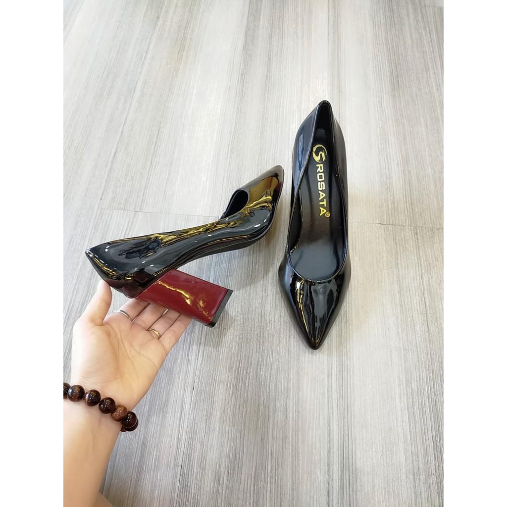 Giày cao gót nữ nghịch màu cao cấp ROSATA RO125 7p gót vuông - HÀNG VIỆT NAM - BKSTORE