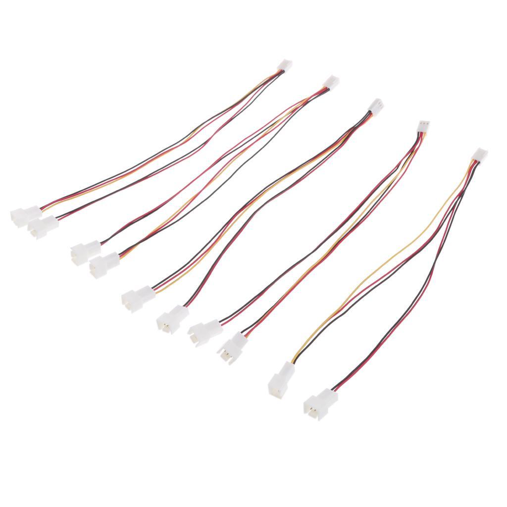 5x 3pin Female to 2x 3pin Male Fan Y Splitter Power Cable Connector